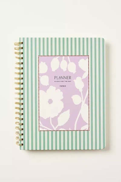 Papier Anthropologie X  Spiral Lined Daily Planner In Green