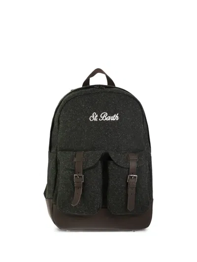 Mc2 Saint Barth Embroidered-logo Backpack In Green