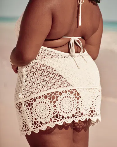 Hollister Crochet-style Halter Cover Up Mini Dress In White
