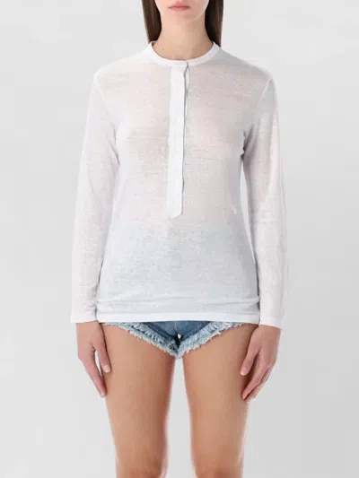 Isabel Marant Étoile Lucy Serafino Long Sleeve Sheer Top In White