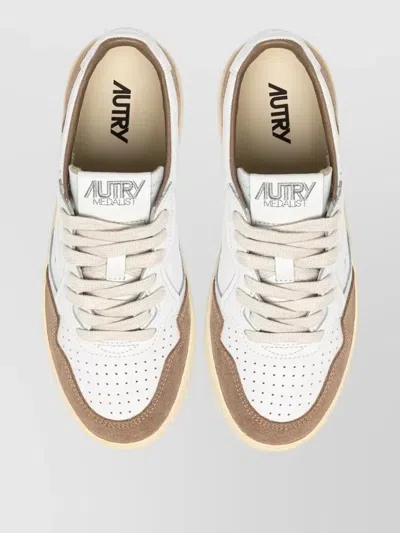 Autry Medalist Low Leather Sneakers Suede Detail In Multi