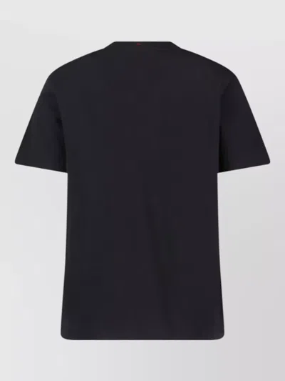Moncler Crew Neck Top Ribbed Collar Short Sleeves In Black