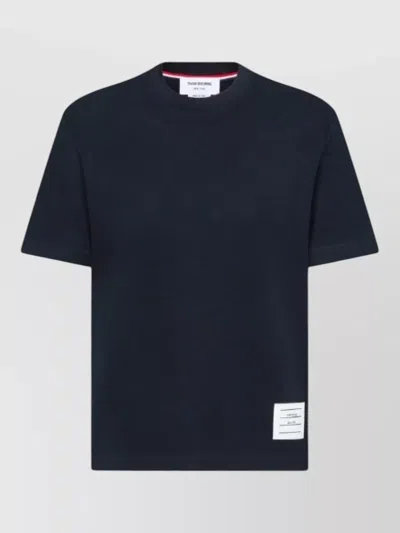 Thom Browne Short Sleeve T-shirt Engineered Four Bar Stripe In Blue