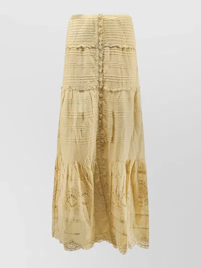 Isabel Marant Étoile Tiered Embroidery Mini Skirt Elastic Lace In Gray