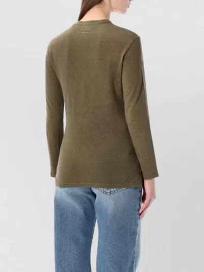 Isabel Marant Étoile Lucy Serafino Long Sleeves Round Neck Tshirt In Green
