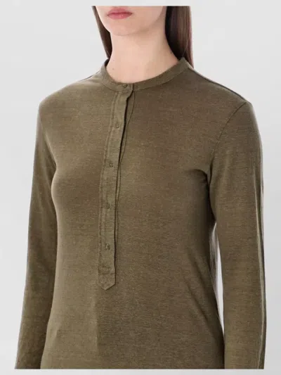 Isabel Marant Étoile Lucy Serafino Long Sleeves Round Neck Tshirt In Green