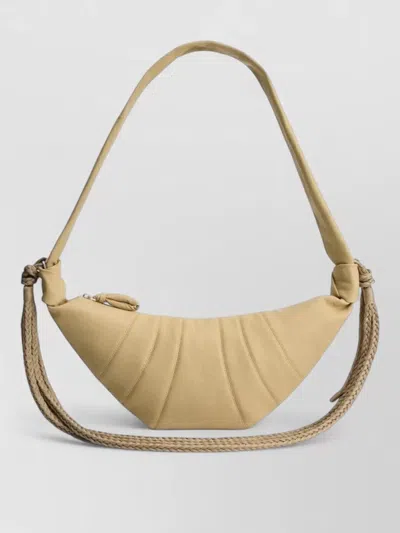 Lemaire Curved Shoulder Bag Knotted Rope Strap In Neutral