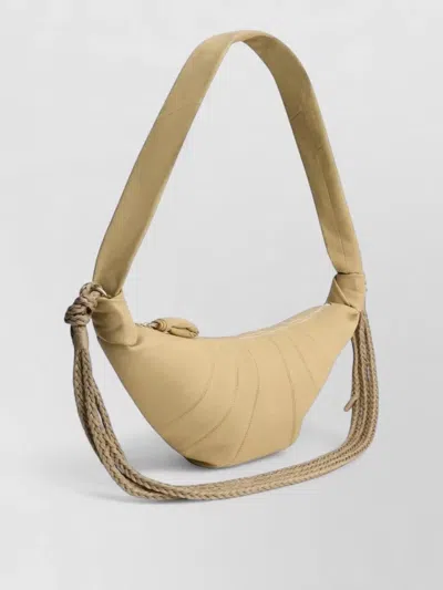 Lemaire Curved Shoulder Bag Knotted Rope Strap In Neutral
