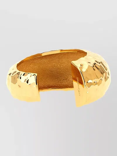 Self-portrait Hammered Open Cuff Bracelet Polished Finish In Gold