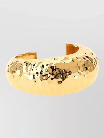 Self-portrait Hammered Open Cuff Bracelet Polished Finish In Gold