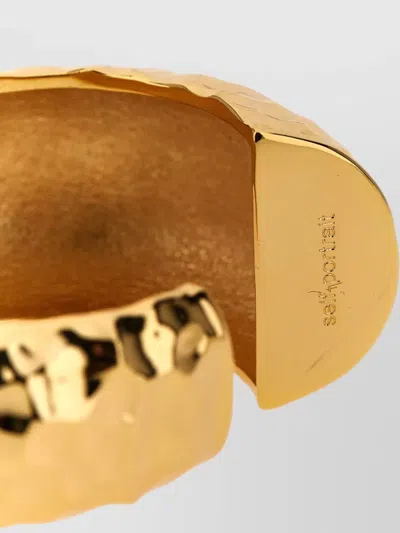 Self-portrait Hammered Open Cuff Bracelet Polished Finish In Gold
