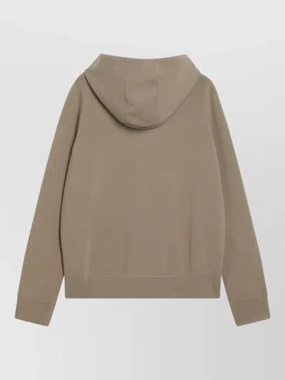 Burberry Hooded Zip Sweatshirt Cashmere Blend In Brown