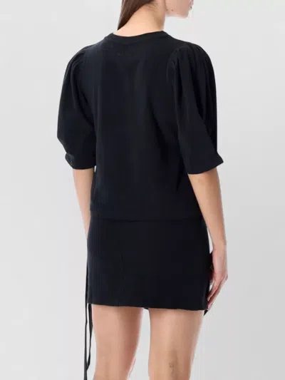 Isabel Marant Étoile Maelis Crew Neck T Shirt Puff Sleeves In Black