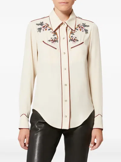 Isabel Marant Yzea Beaded Embroidered Shirt In Neutral