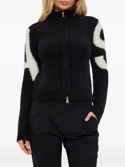 Allsaints Sylvie Zip-up Cardigan In Black