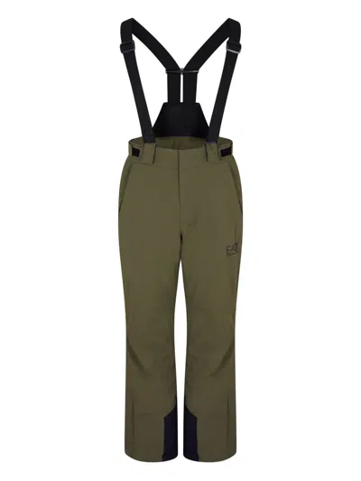 Ea7 Suspenders Ski Trousers In Green