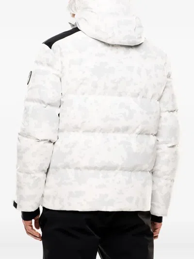 Ea7 Camouflage-print Hooded Down Jacket In White