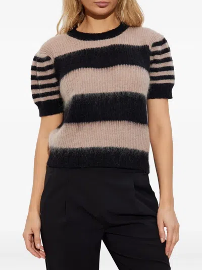 Allsaints Clem Striped Knitted Top In Brown