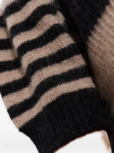 Allsaints Clem Striped Knitted Top In Brown