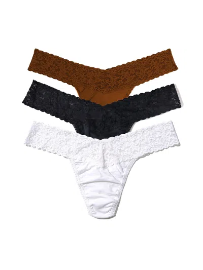 Hanky Panky 3 Pack Cotton Low Rise Thong Black Friday In Multi