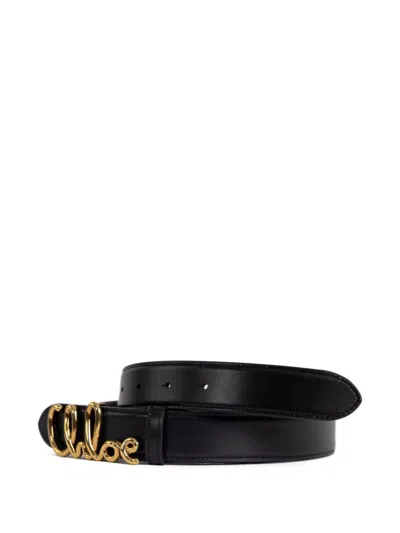 Chloé Iconic Leather Belt Adjustable Length In Black