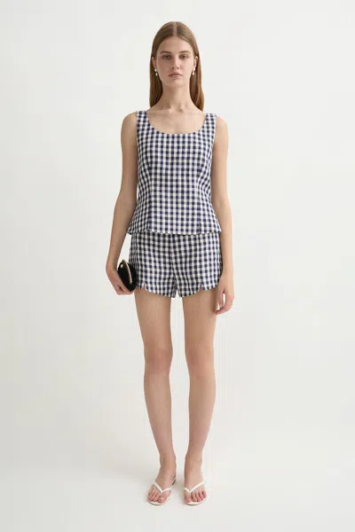Posse Sadie Gingham Linen Top In Multi