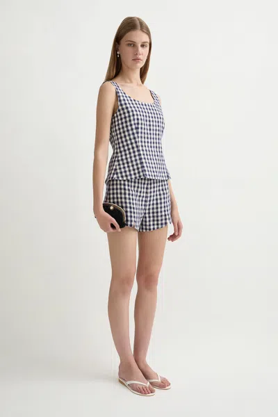 Posse Sadie Gingham Linen Top In Multi
