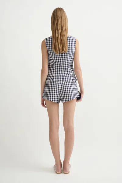 Posse Sadie Gingham Linen Top In Multi