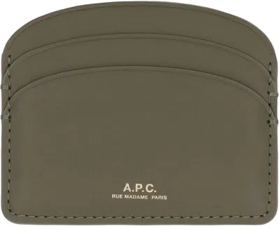 Apc A.p.c. Card Holder Demi Lune In Leather With Logo