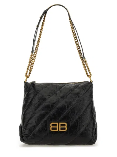 Balenciaga Women Crush Zipped Hobo Bag In Black