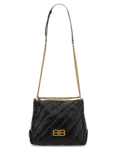 Balenciaga Women Crush Zipped Hobo Bag In Black