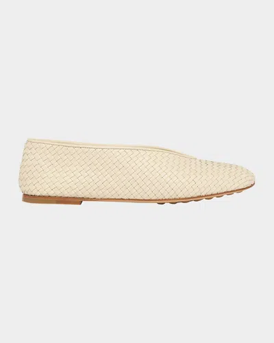 Bottega Veneta Leather Rosa Ballerinas With Flat Sole And Woven Texture In Gold