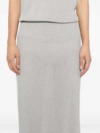 Tom Ford Sequined Long Skirt In Gray