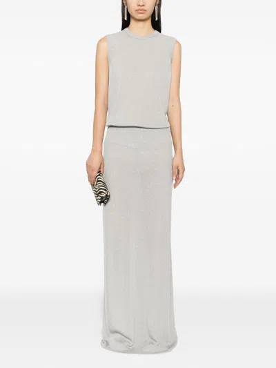 Tom Ford Sequined Long Skirt In Gray