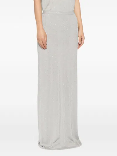 Tom Ford Sequined Long Skirt In Gray