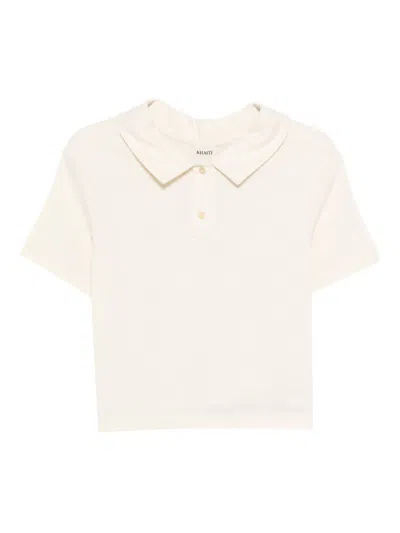 Khaite Jasna Silk Polo Shirt In Neutral