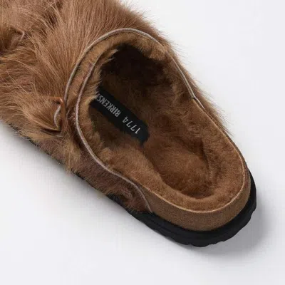 Birkenstock Caramel Shearling Sandals In Brown