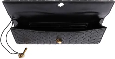 Bottega Veneta Women Leather Andiamo Clutch With Intrecciato Motif In Black