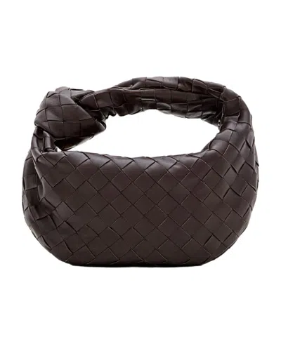 Bottega Veneta Women Mini Jodie Leather Handbag With Intrecciato Motif In Brown
