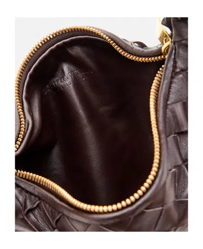 Bottega Veneta Women Mini Jodie Leather Handbag With Intrecciato Motif In Brown