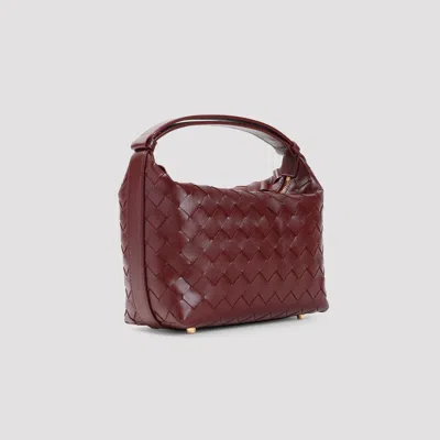 Bottega Veneta Mini Wallace Intreccio 15 Barolo Gold Leather Handbag In Brown