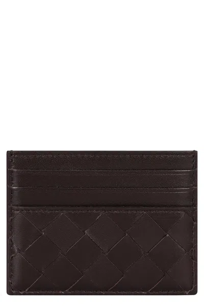 Bottega Veneta Woven Credit Card Holder In Brown