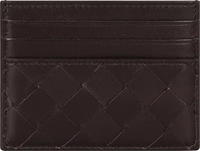 Bottega Veneta Woven Credit Card Holder In Brown