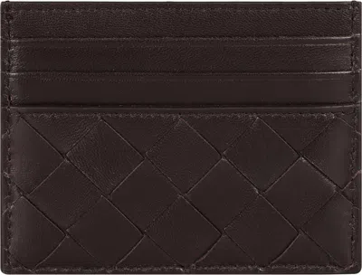 Bottega Veneta Woven Credit Card Holder In Brown