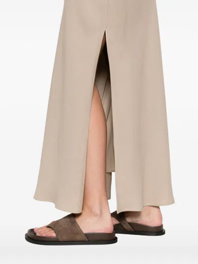 Brunello Cucinelli Line Blend Long Skirt In Neutral