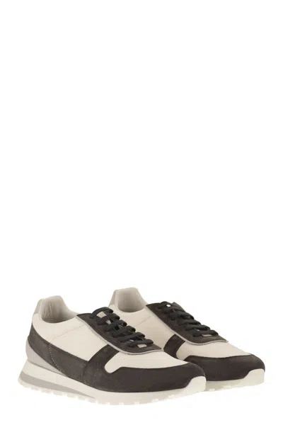 Brunello Cucinelli Runners In Calfskin And Washed Suede In Multi