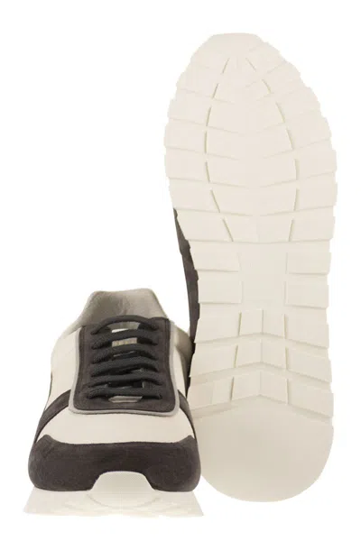 Brunello Cucinelli Runners In Calfskin And Washed Suede In Multi