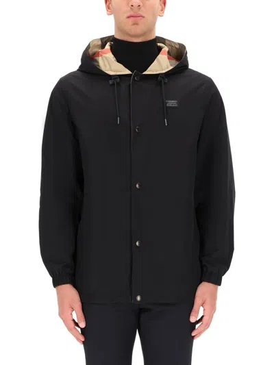 Burberry Black Polyester Sports Jacket In Green