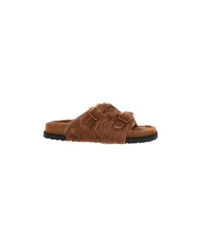 Birkenstock Shearling Sandals In Brown