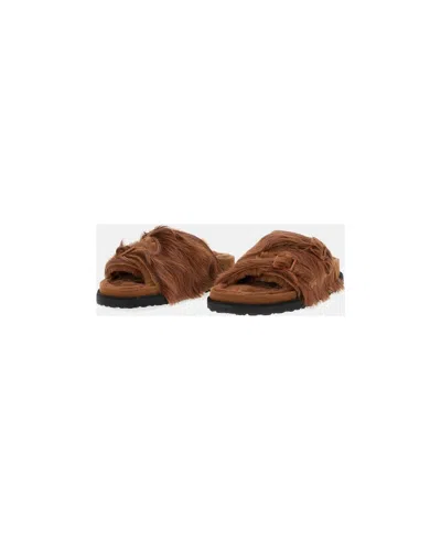 Birkenstock Shearling Sandals In Brown